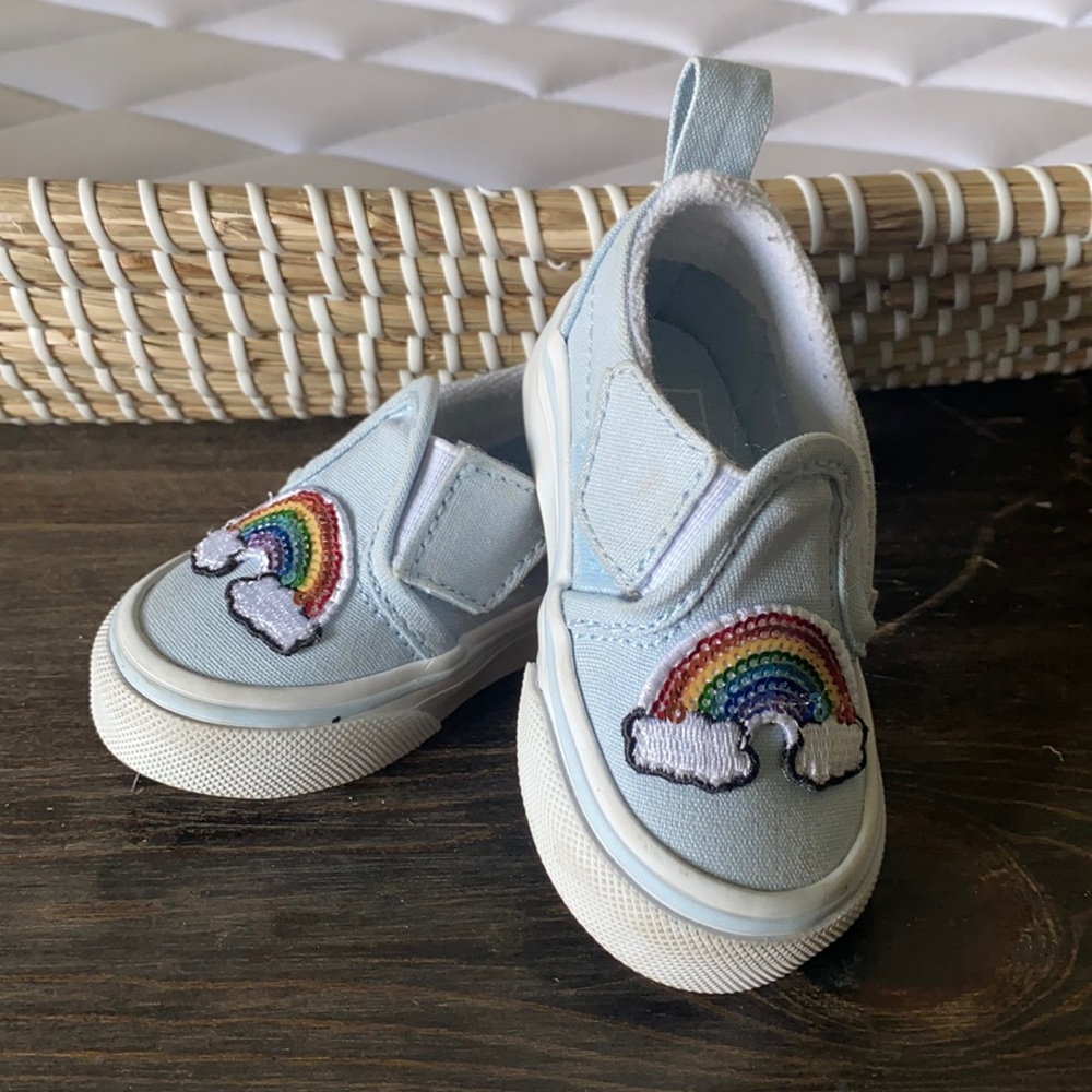 Toddler slip on Vans with sequin rainbow patch!
